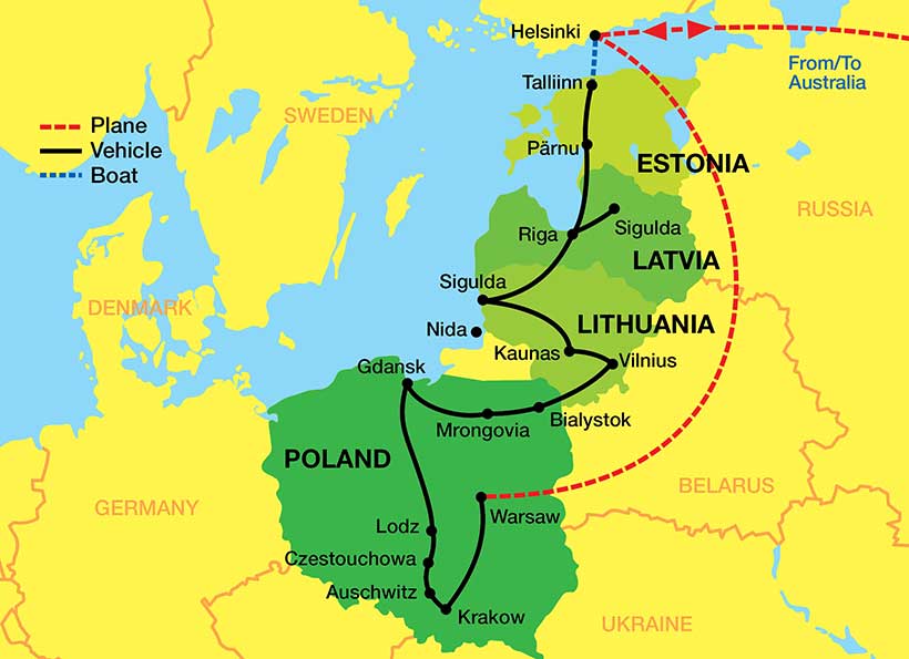 Baltics-Poland-Tour-Map