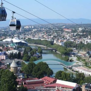 panoramic view of the Tbilisi from a cable car
